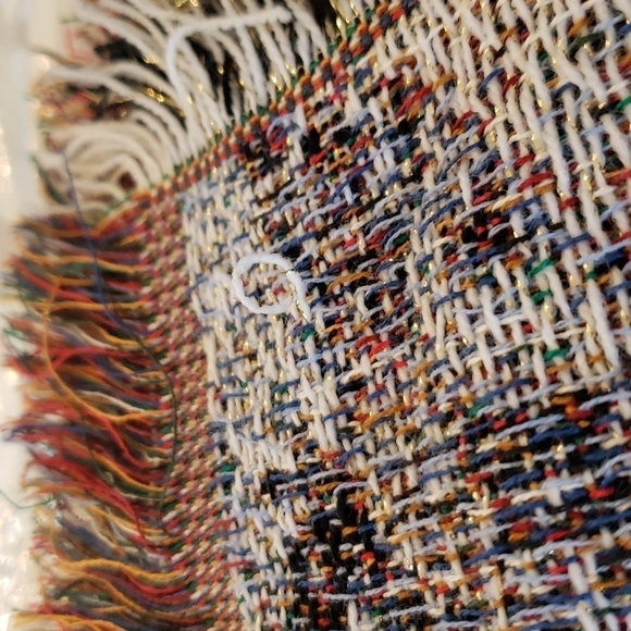 Avon 2004 Throw Blanket Christmas Tapestry Santa Clause Gold Treading - Picture 9 of 12